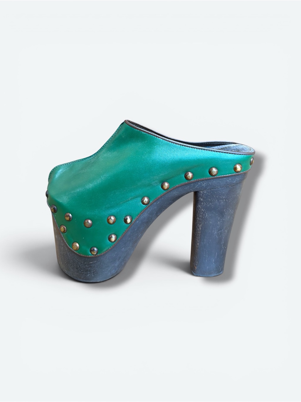 Y2k Hunter Green Studded Clogs